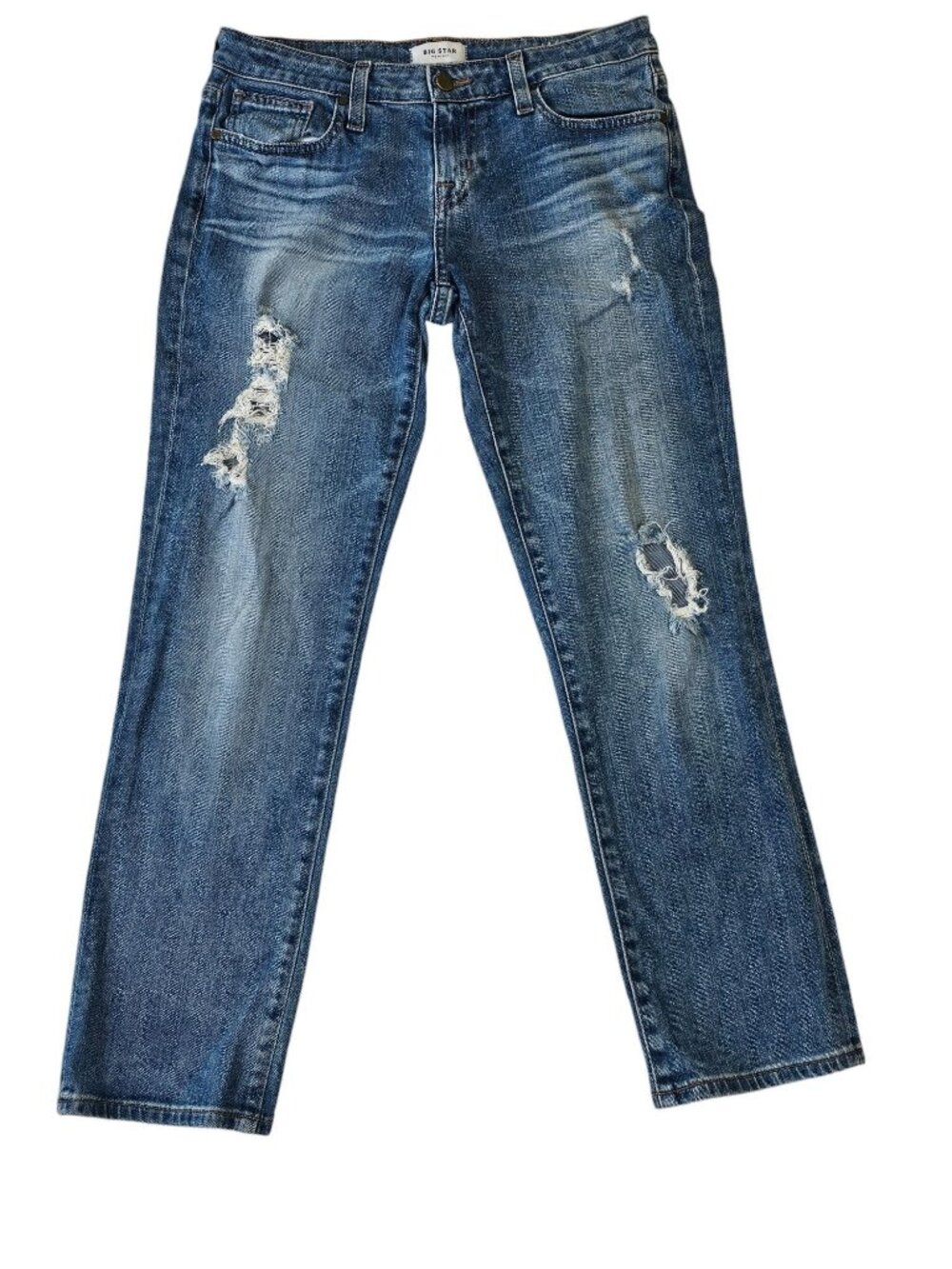 Big Star Nova XVI Kate Crop Distressed Blue Denim Jeans  Size 26 Womens